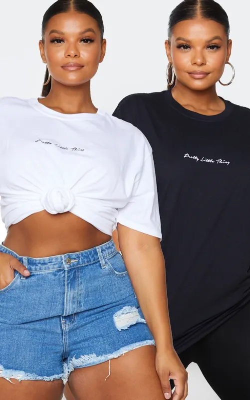 PRETTYLITTLETHING Plus 2 Pack Black & White Oversized T -Shirts sold by Pretty Little Thing