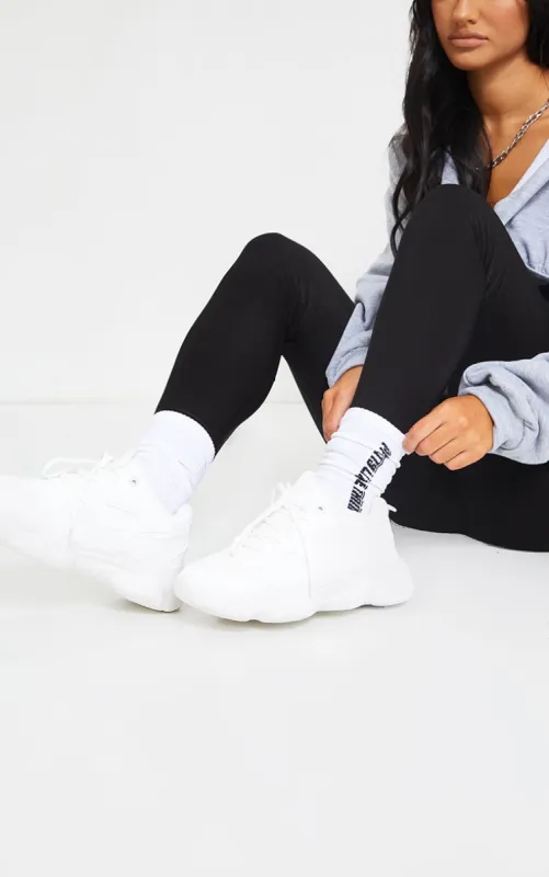 White Wide Fit Chunky Bubble Sole Panelled Up Trainers sold by Pretty Little Thing