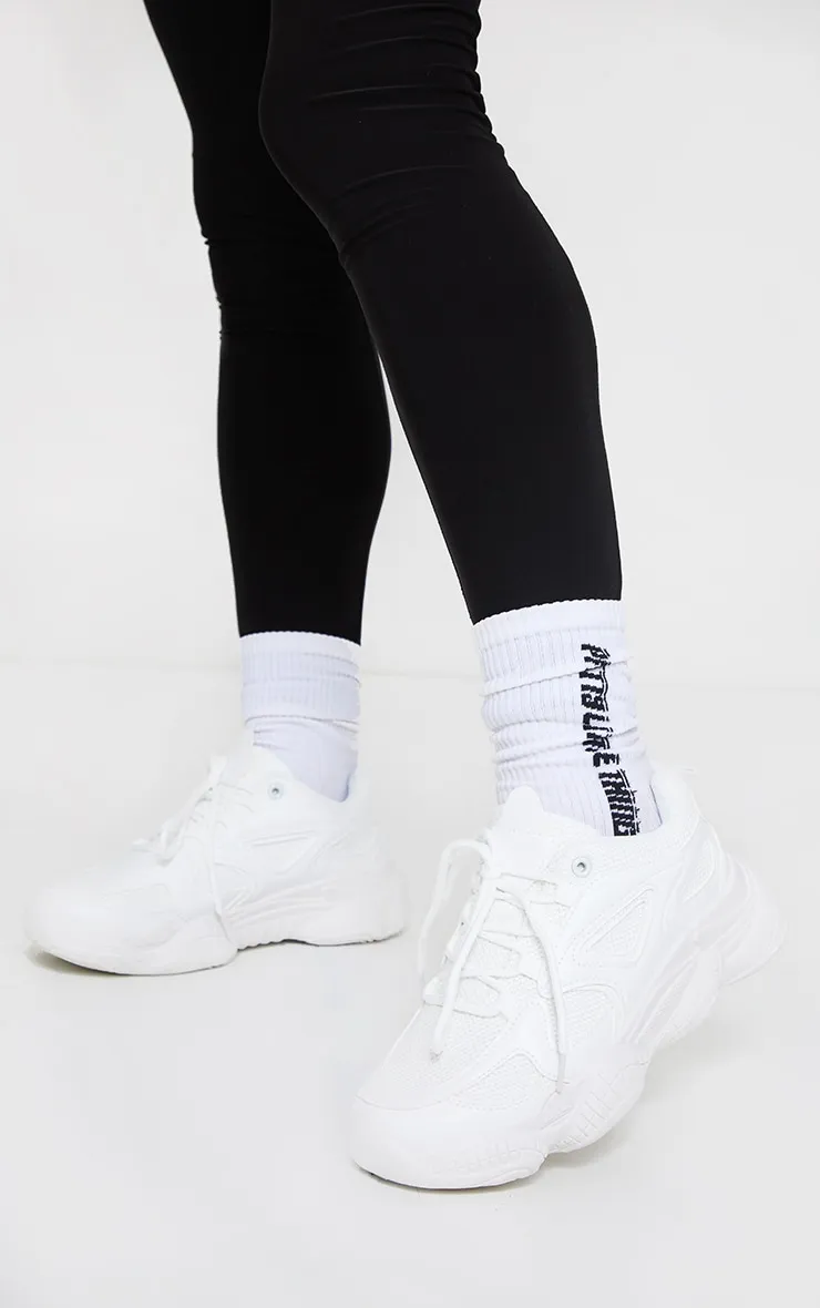 White Wide Fit Chunky Bubble Sole Panelled Up Trainers sold by Pretty Little Thing product image thumbnail 2