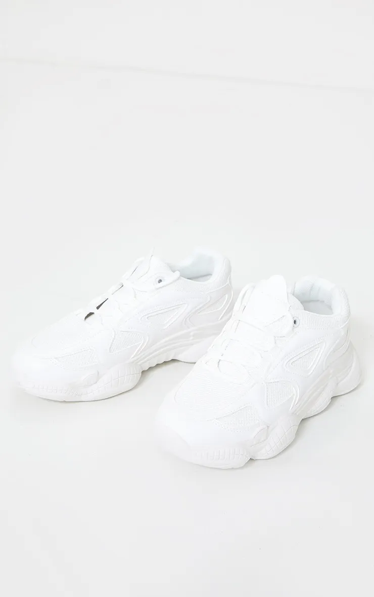 White Wide Fit Chunky Bubble Sole Panelled Up Trainers sold by Pretty Little Thing product image thumbnail 3