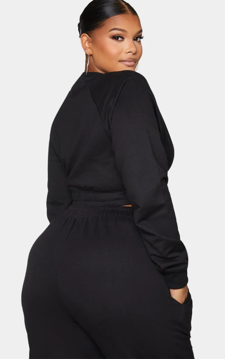 Plus Black California Cropped Sweatshirt sold by Pretty Little Thing product image thumbnail 2