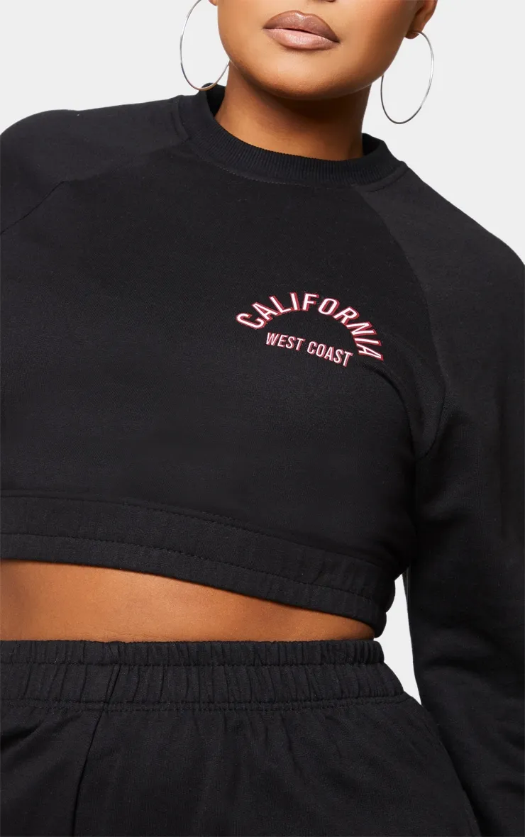 Plus Black California Cropped Sweatshirt sold by Pretty Little Thing product image thumbnail 4