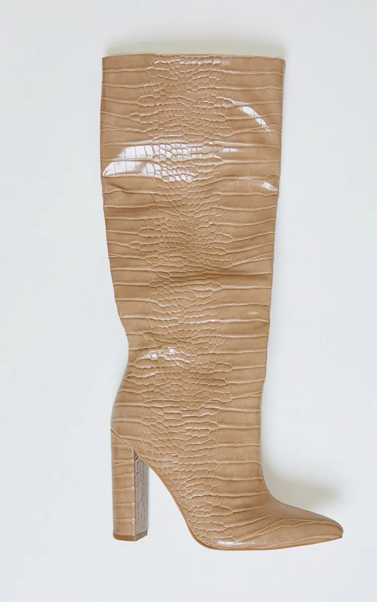 Nude Knee High Point Block Heel Boots sold by Pretty Little Thing product image thumbnail 3