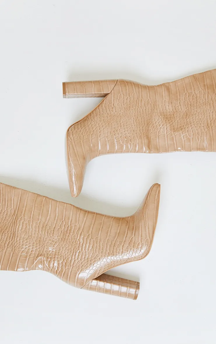 Nude Knee High Point Block Heel Boots sold by Pretty Little Thing product image thumbnail 4