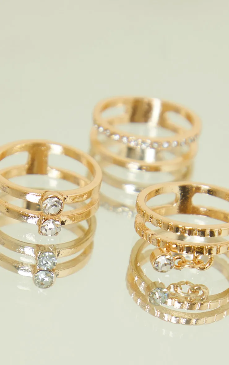 Gold Diamante Assorted Rings sold by Pretty Little Thing product image thumbnail 3