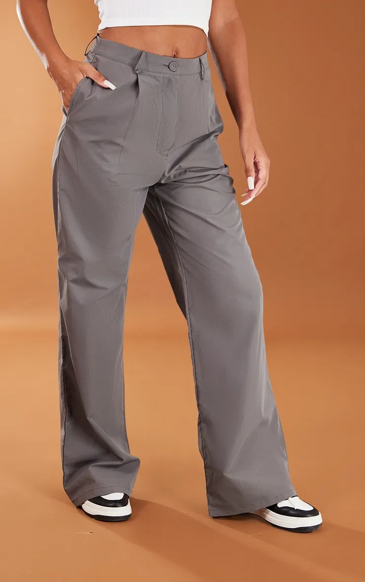 Charcoal Peach Skin Straight Leg Trousers sold by Pretty Little Thing product image thumbnail 2