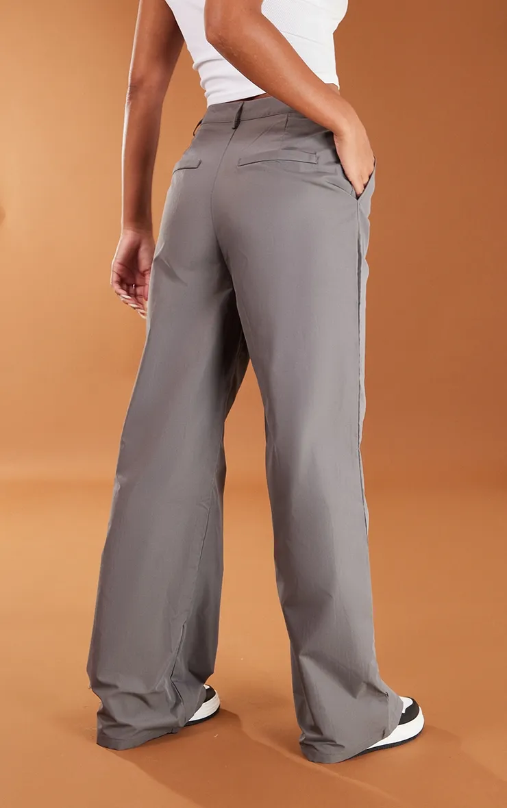 Charcoal Peach Skin Straight Leg Trousers sold by Pretty Little Thing product image thumbnail 3