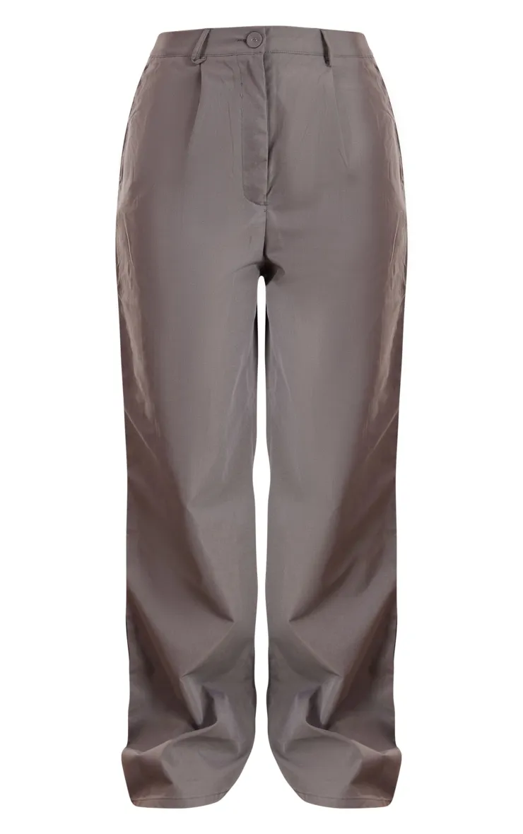 Charcoal Peach Skin Straight Leg Trousers sold by Pretty Little Thing product image thumbnail 5