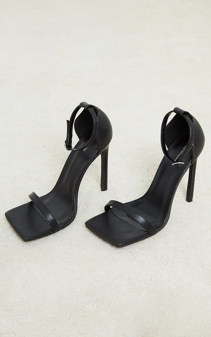 Black Clover Barely There Strappy Squared Toe Heeled Sandals sold by Pretty Little Thing product image thumbnail 3