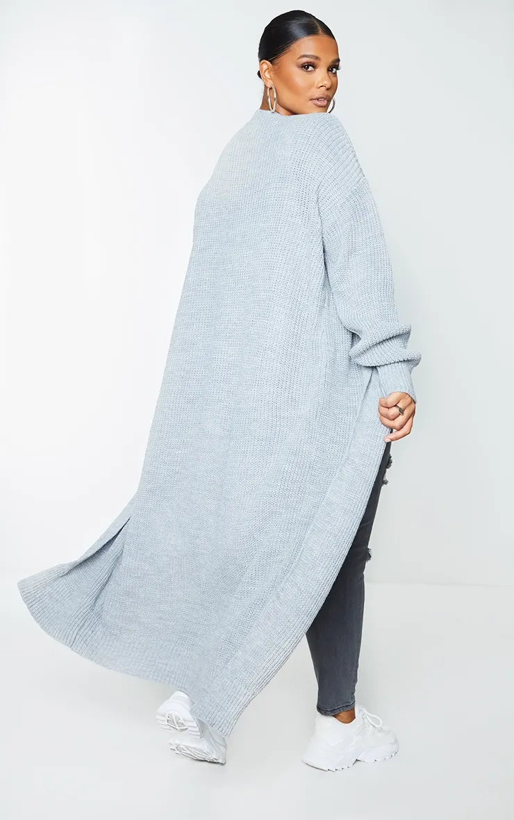 Plus Light Grey Maxi Knitted Cardigan sold by Pretty Little Thing product image thumbnail 2
