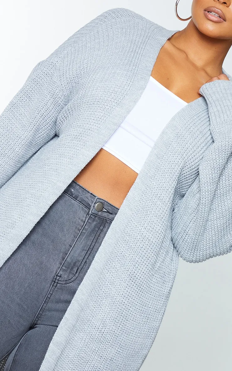Plus Light Grey Maxi Knitted Cardigan sold by Pretty Little Thing product image thumbnail 4