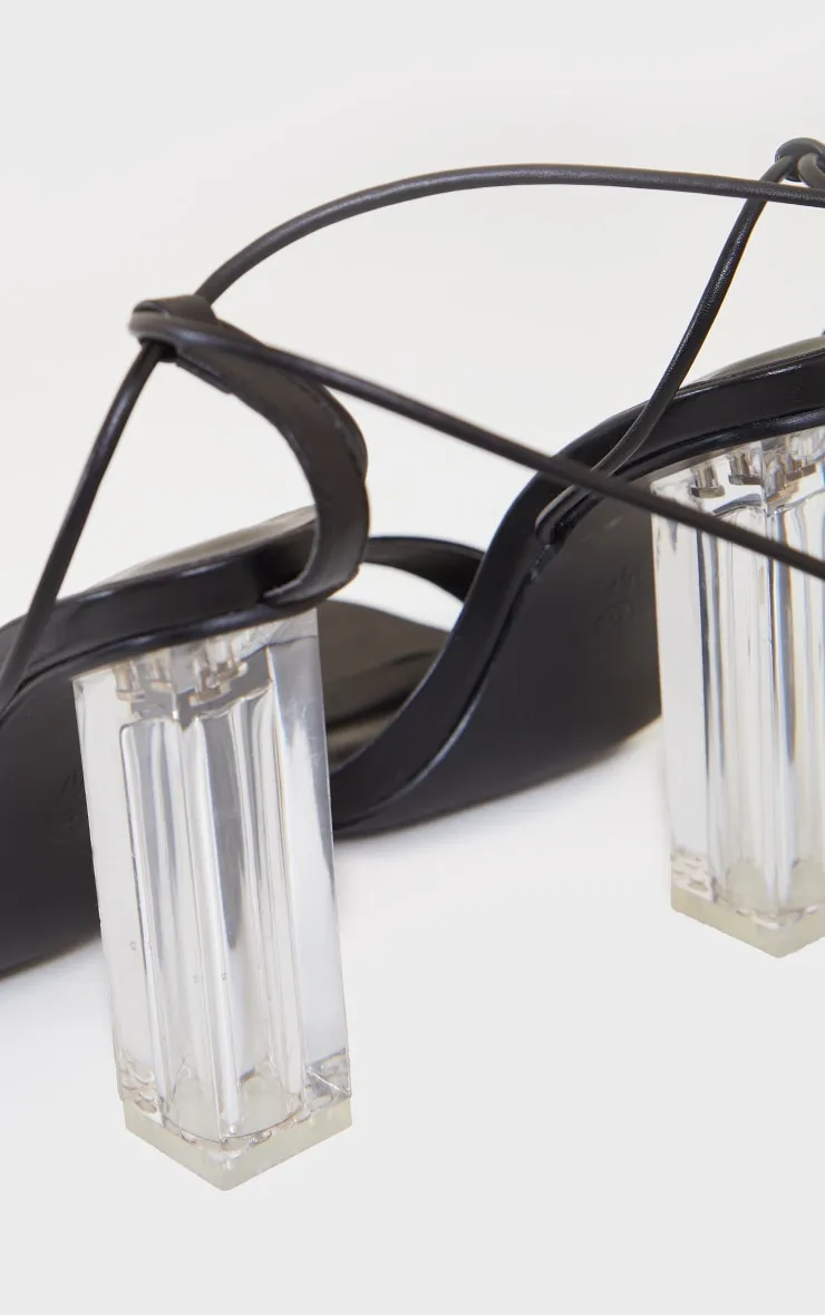 Black Wide Fit Pu Lace Up High Clear Block Heels sold by Pretty Little Thing product image thumbnail 4