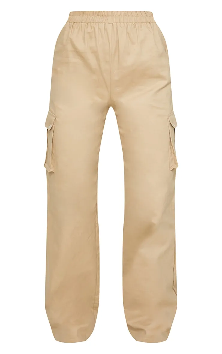 Stone Wide Leg High Waisted Cargo Trousers sold by Pretty Little Thing product image thumbnail 5