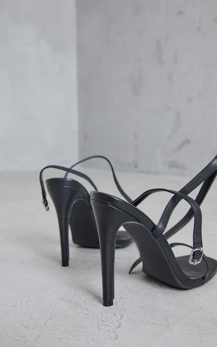 Black PU Square Toe Barely There Strappy High Heels sold by Pretty Little Thing product image thumbnail 3
