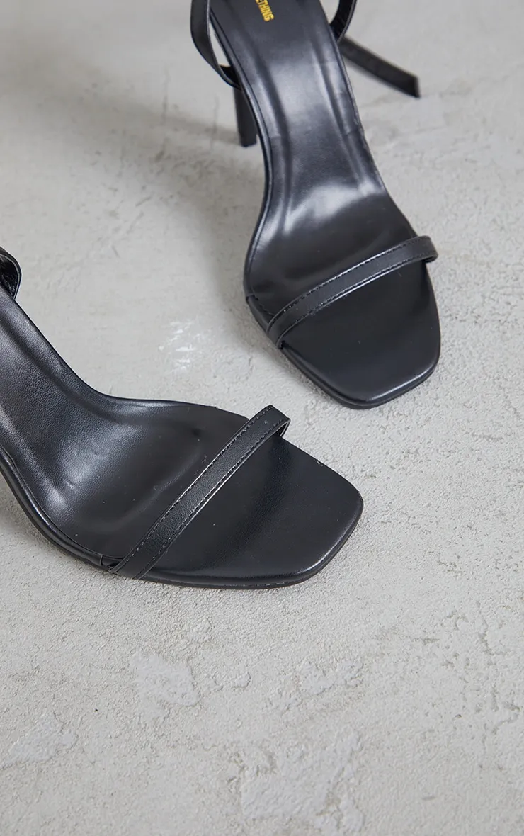 Black PU Square Toe Barely There Strappy High Heels sold by Pretty Little Thing product image thumbnail 4