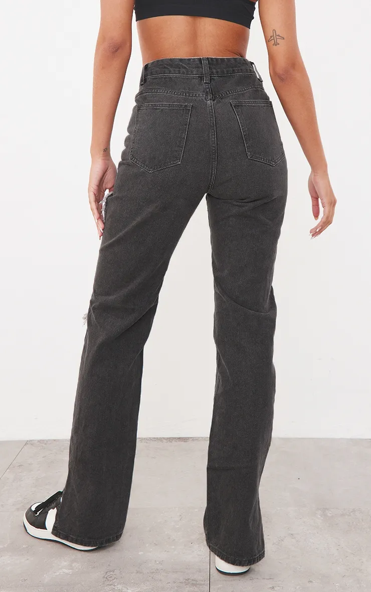 Washed Grey Ripped Split Hem Jeans sold by Pretty Little Thing product image thumbnail 3
