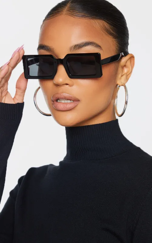 Black Square Frame Slimline Sunglasses sold by Pretty Little Thing