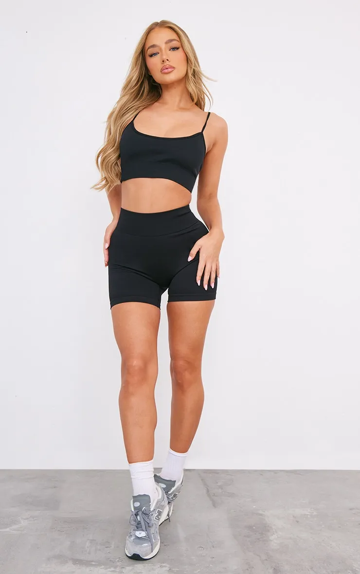 Black Basic Seamless Padded Sports Bra sold by Pretty Little Thing product image thumbnail 3