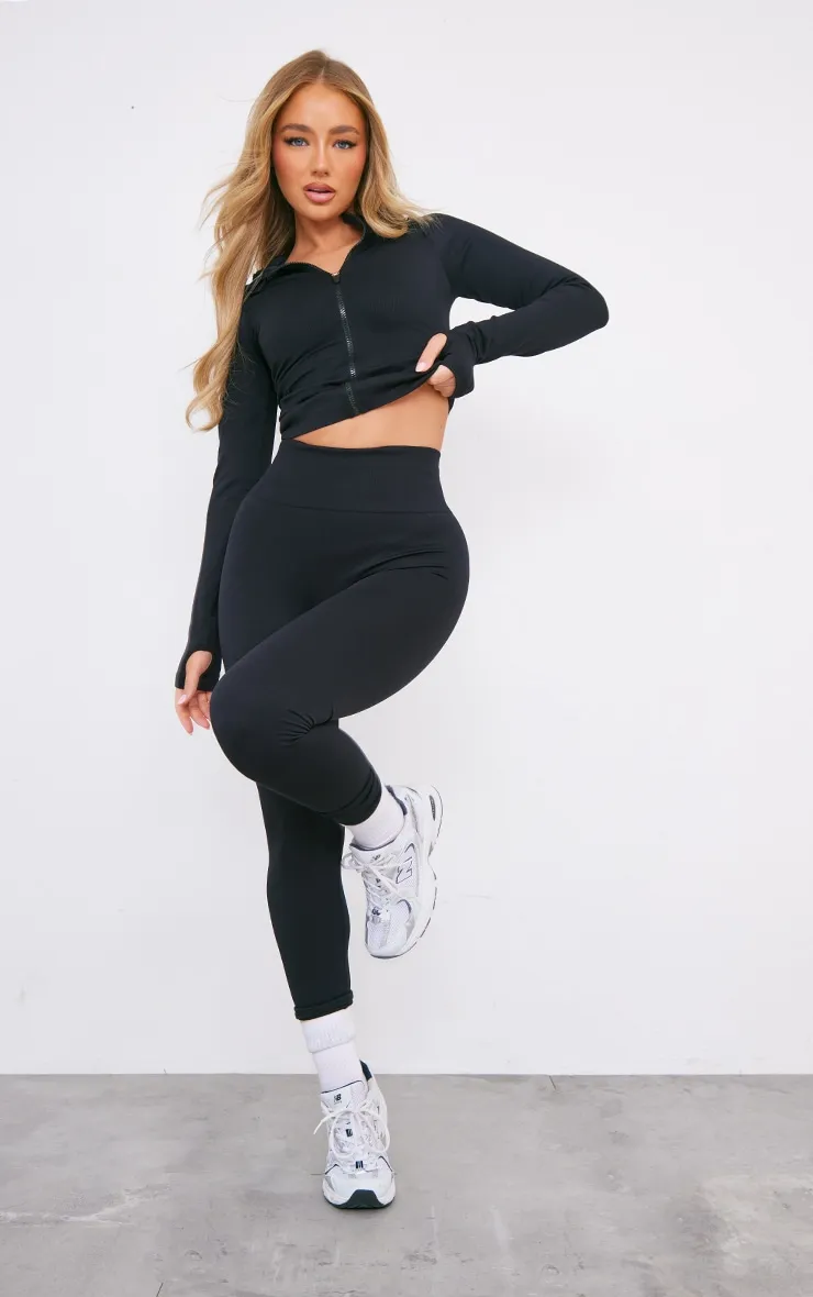 Black Basic Seamless High Waist Gym Leggings sold by Pretty Little Thing
