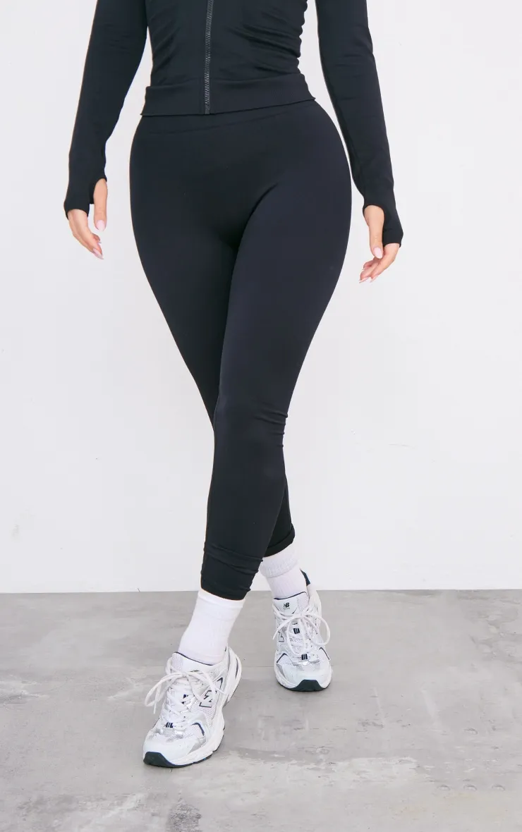 Black Basic Seamless High Waist Gym Leggings sold by Pretty Little Thing product image thumbnail 2