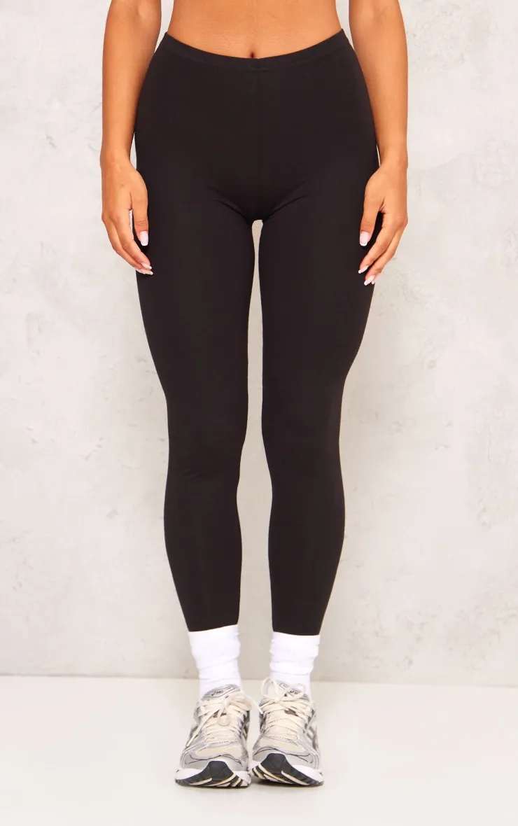 Basic Black Cotton Blend Jersey High Waisted Leggings sold by Pretty Little Thing product image thumbnail 2