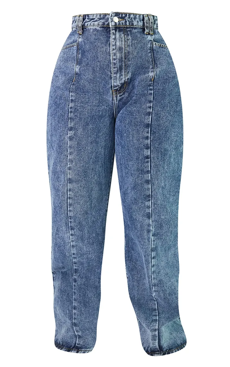 Plus Vintage Wash Seam Front Wide Leg Jeans sold by Pretty Little Thing product image thumbnail 5