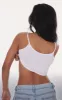 Basic White Cotton Blend Racer Neck Crop Top sold by Pretty Little Thing