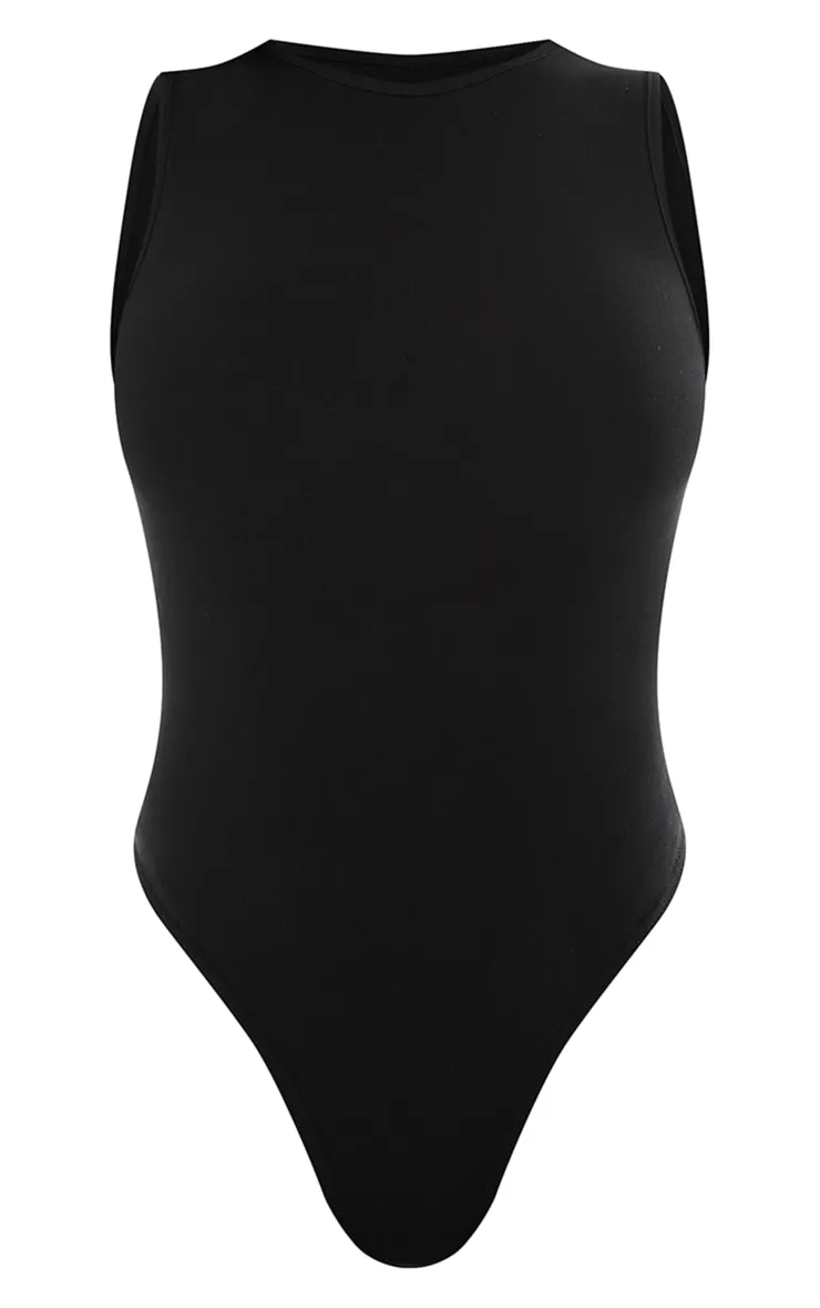 Basic Black Cotton Blend Thong Bodysuit sold by Pretty Little Thing product image thumbnail 5