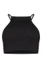 Basic Black Cotton Blend Racer Neck Crop Top sold by Pretty Little Thing