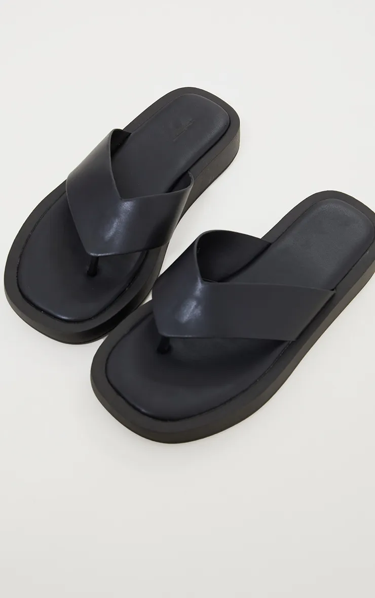 Black Chunky Sandal Toe Post Flip Flops sold by Pretty Little Thing product image thumbnail 3