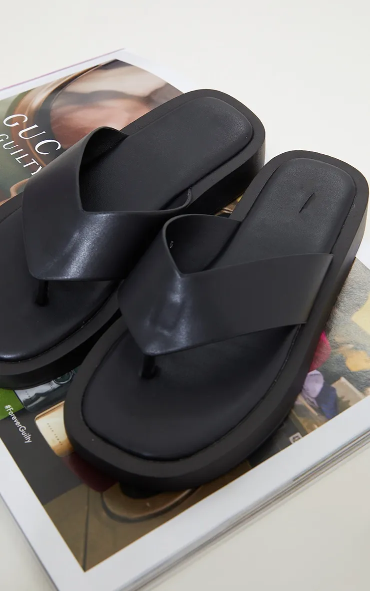 Black Chunky Sandal Toe Post Flip Flops sold by Pretty Little Thing product image thumbnail 4