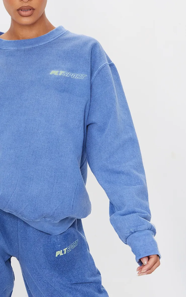 PRETTYLITTLETHING Blue Oversized Sport Sweatshirt sold by Pretty Little Thing product image thumbnail 4