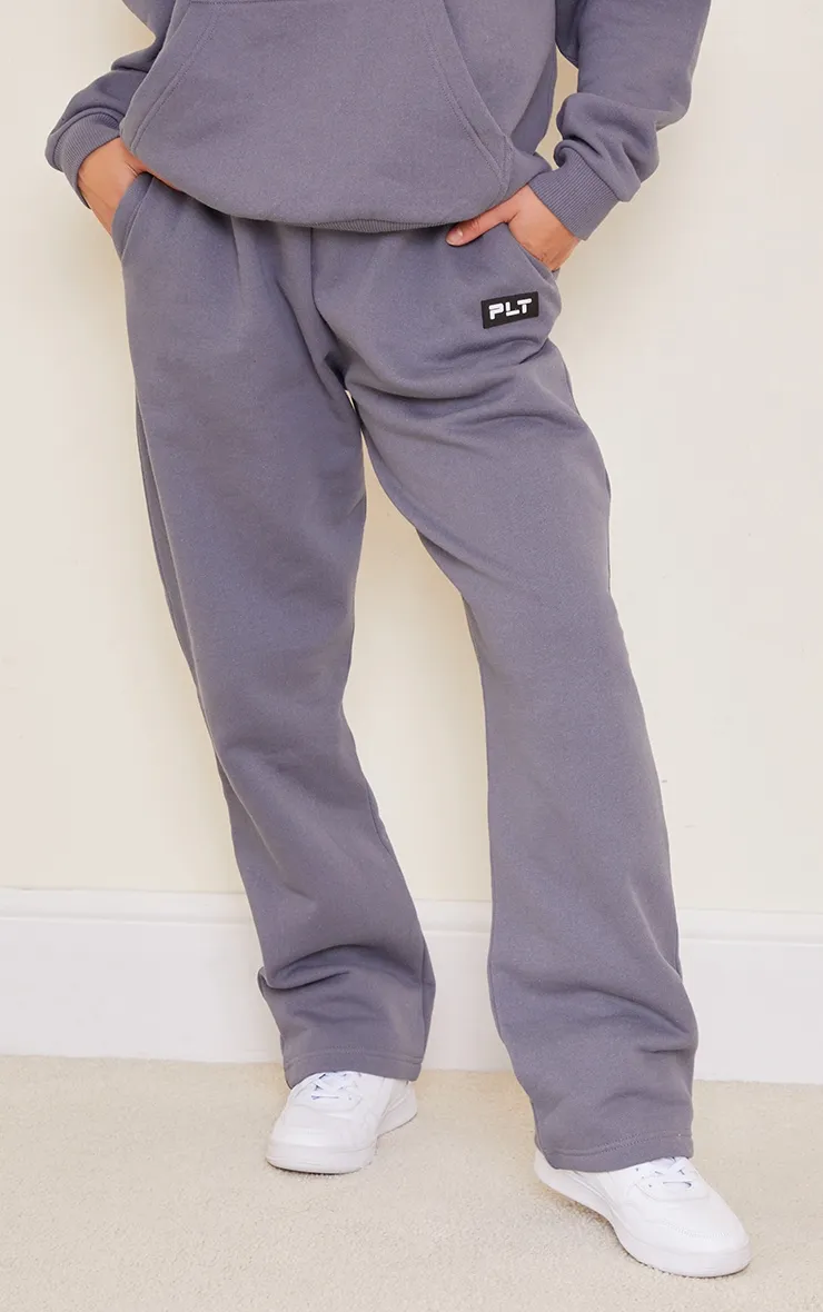 PRETTYLITTLETHING Petite Charcoal Badge Detail Straight Leg Joggers sold by Pretty Little Thing product image thumbnail 2