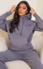 PRETTYLITTLETHING Petite Charcoal Badge Detaill Oversized Hoodie sold by Pretty Little Thing