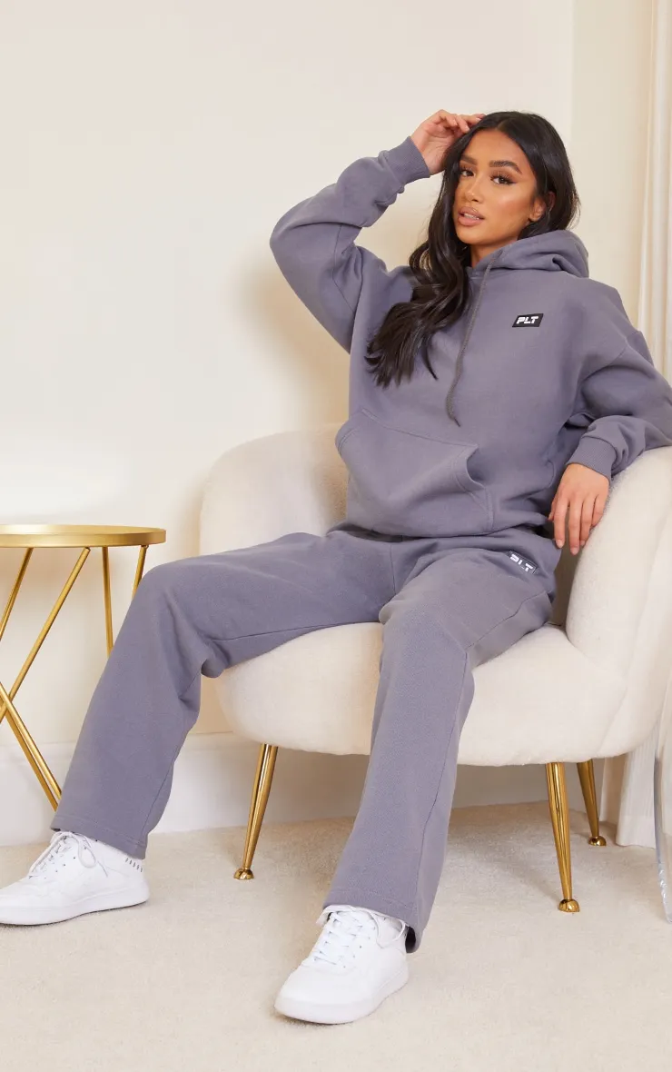 PRETTYLITTLETHING Petite Charcoal Badge Detaill Oversized Hoodie sold by Pretty Little Thing product image thumbnail 3