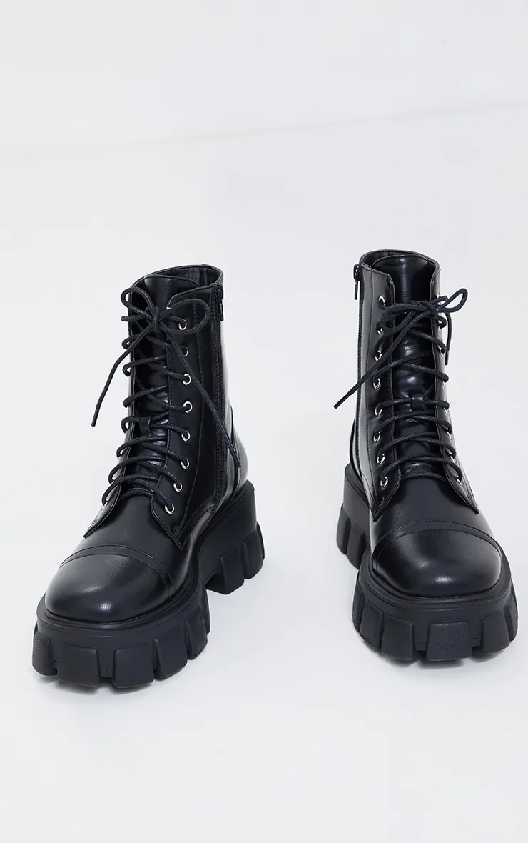Black Wide Fit Lace Up Extreme Chunky Hiker Boots sold by Pretty Little Thing product image thumbnail 3