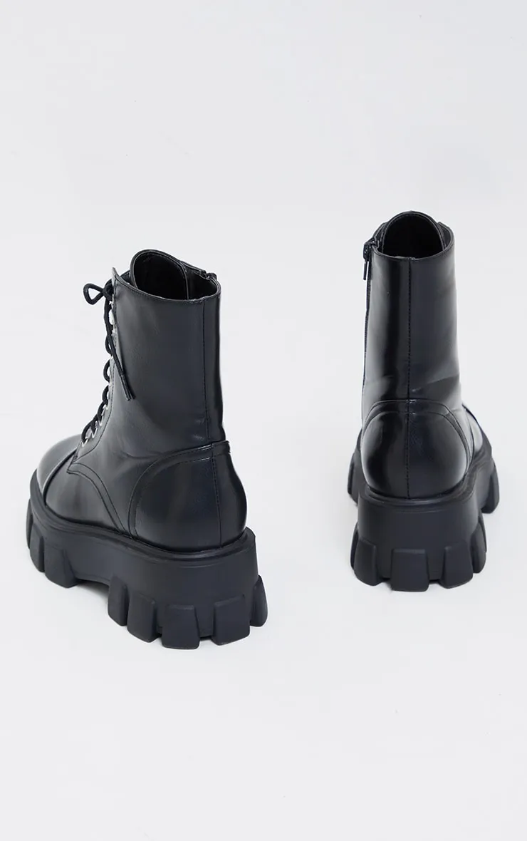 Black Wide Fit Lace Up Extreme Chunky Hiker Boots sold by Pretty Little Thing product image thumbnail 4