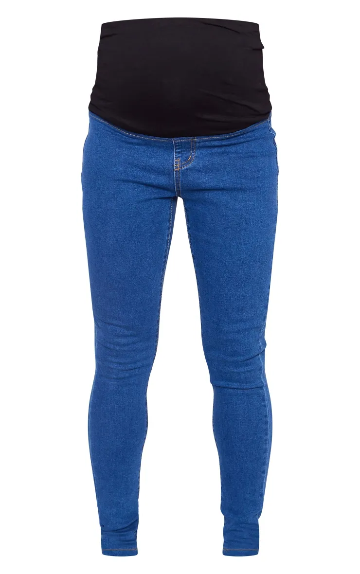 Maternity Mid Blue Wash Skinny Jeans sold by Pretty Little Thing product image thumbnail 5