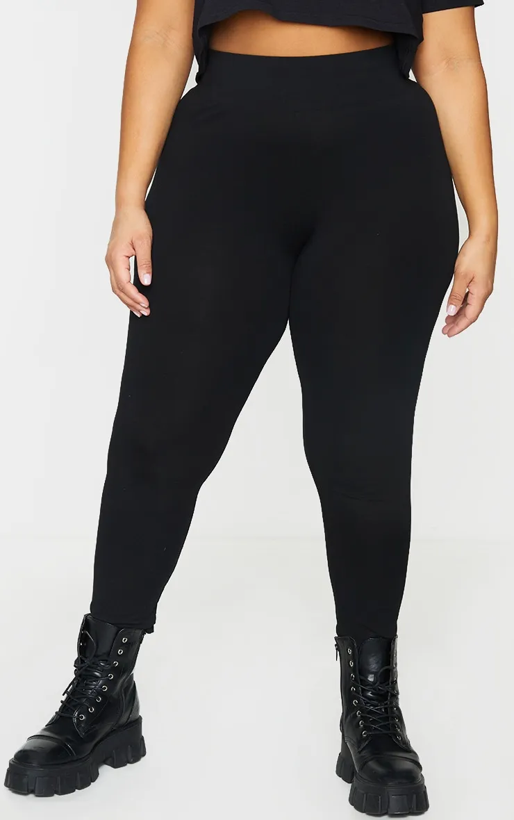 Basic Plus Black High Waisted Jersey Leggings sold by Pretty Little Thing product image thumbnail 2