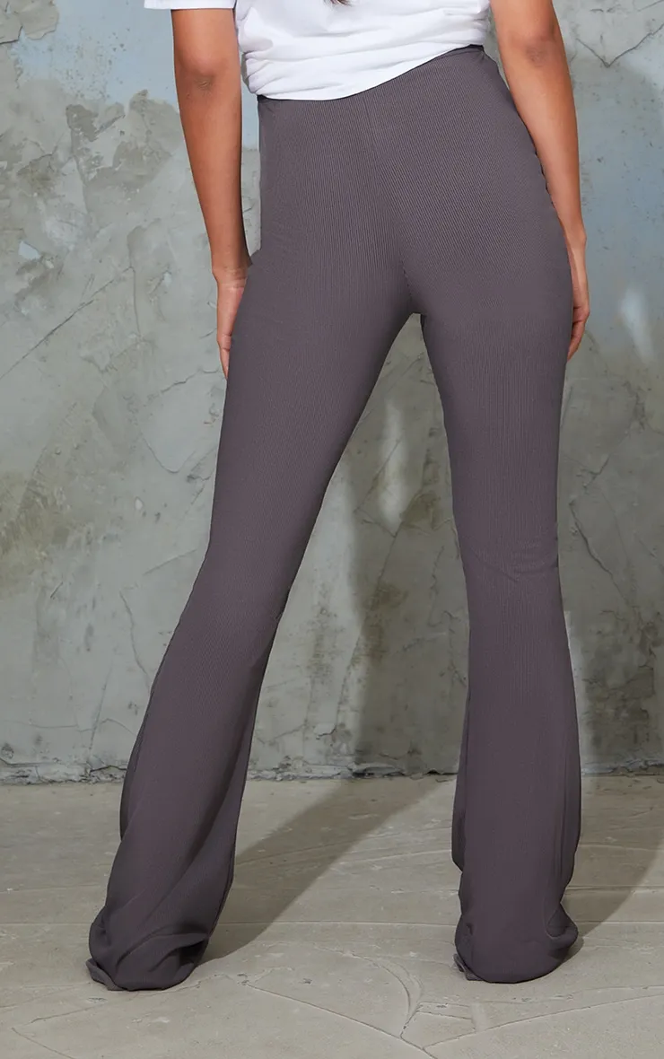 Maternity Slate Ribbed Flared Leggings sold by Pretty Little Thing product image thumbnail 3
