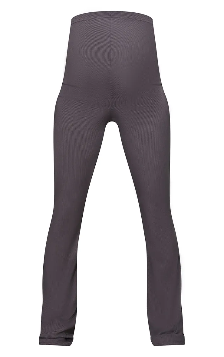 Maternity Slate Ribbed Flared Leggings sold by Pretty Little Thing product image thumbnail 5