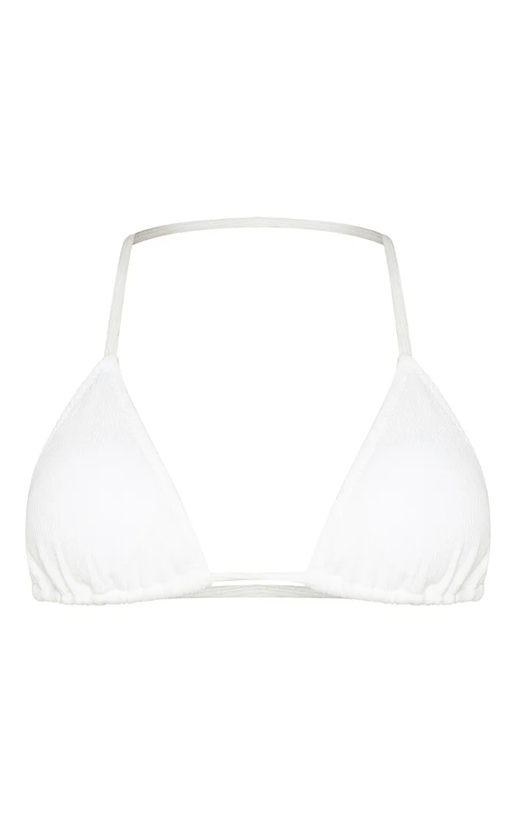White Ribbed Padded Triangle Bikini Top sold by Pretty Little Thing product image thumbnail 5