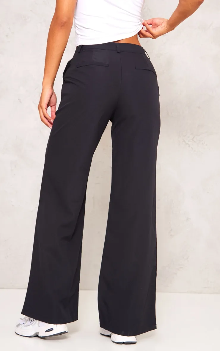 Black Peach Skin Straight Leg Trousers sold by Pretty Little Thing product image thumbnail 3
