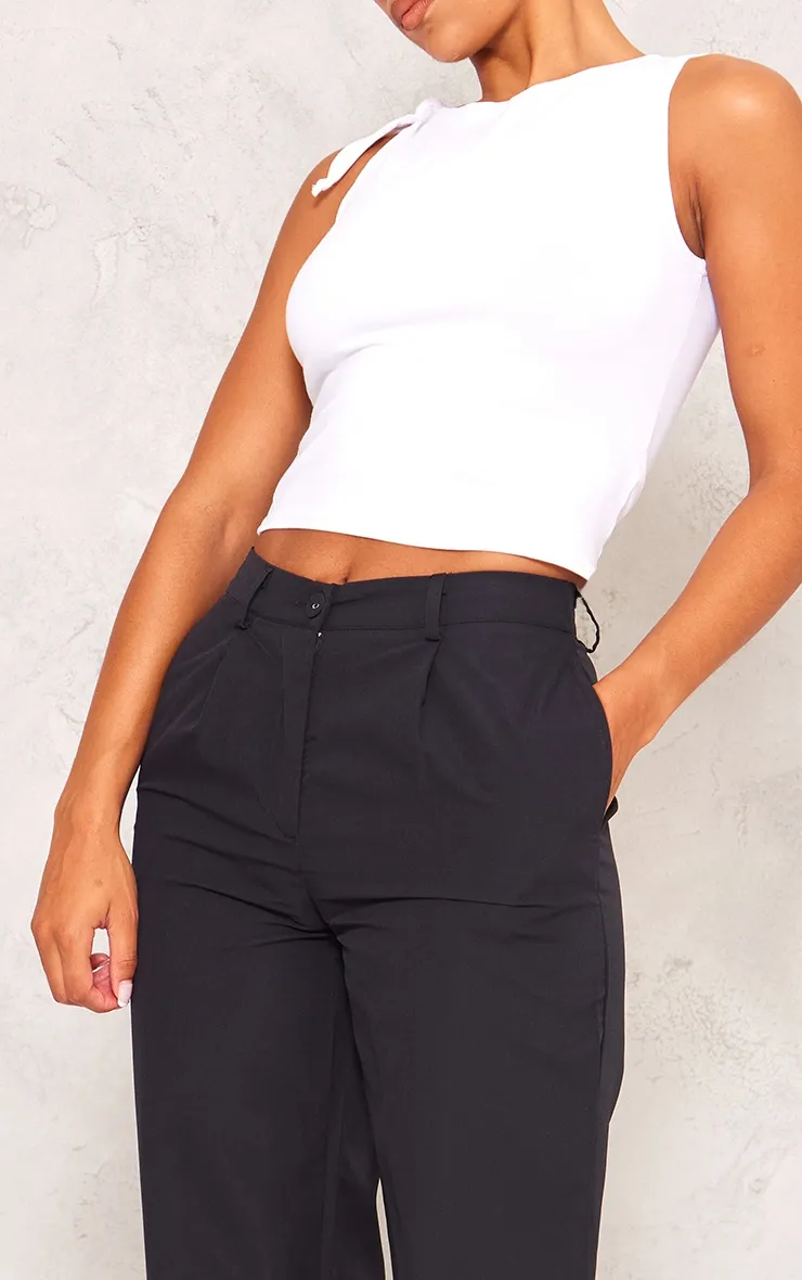 Black Peach Skin Straight Leg Trousers sold by Pretty Little Thing product image thumbnail 4