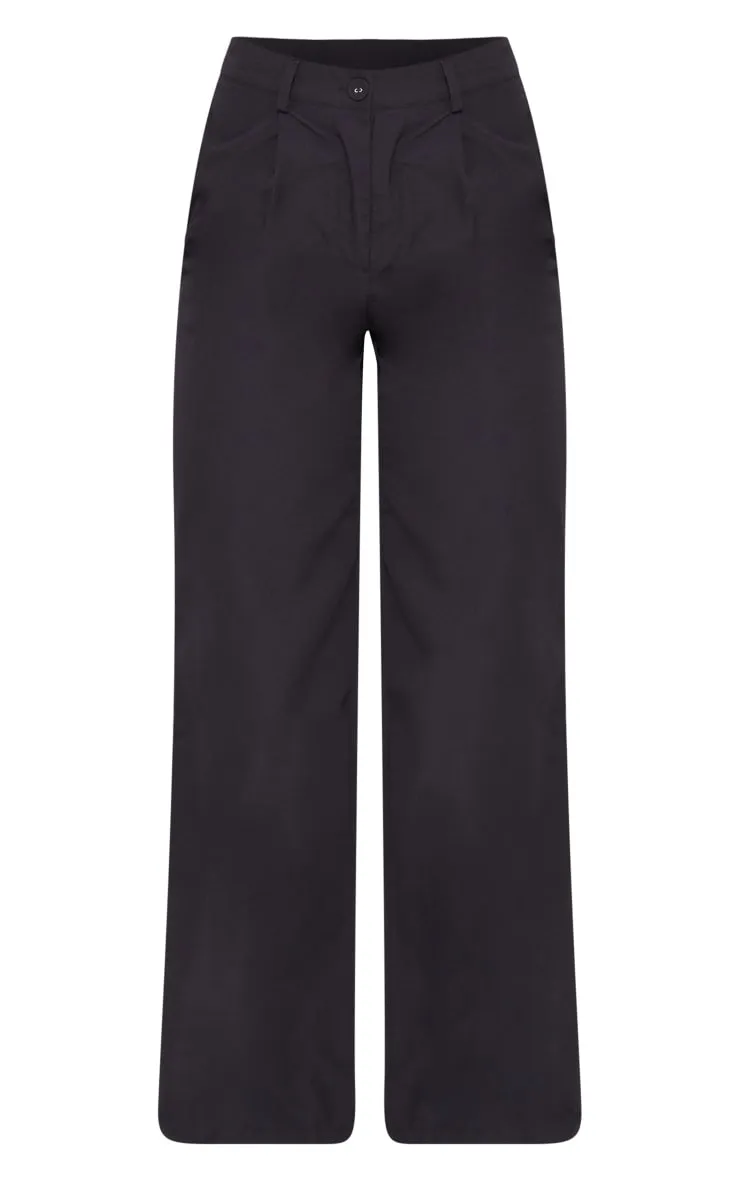Black Peach Skin Straight Leg Trousers sold by Pretty Little Thing product image thumbnail 5