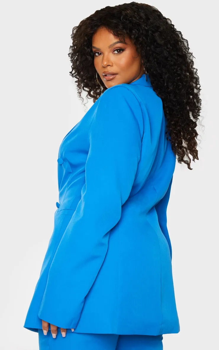 Plus Blue Double Breasted Woven Blazer sold by Pretty Little Thing product image thumbnail 2