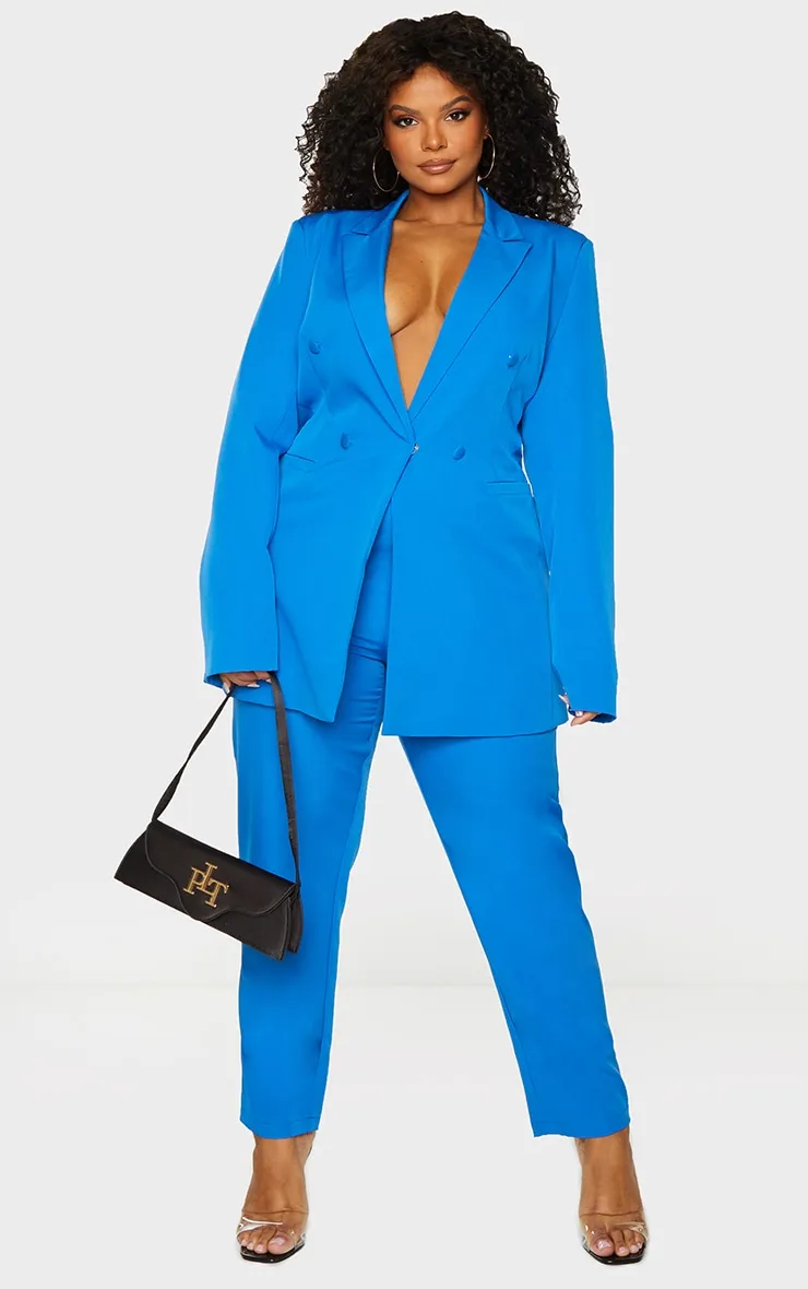 Plus Blue Double Breasted Woven Blazer sold by Pretty Little Thing product image thumbnail 3