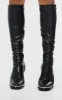 Black Matte PU Round Toe Knee High Heeled Boots sold by Pretty Little Thing