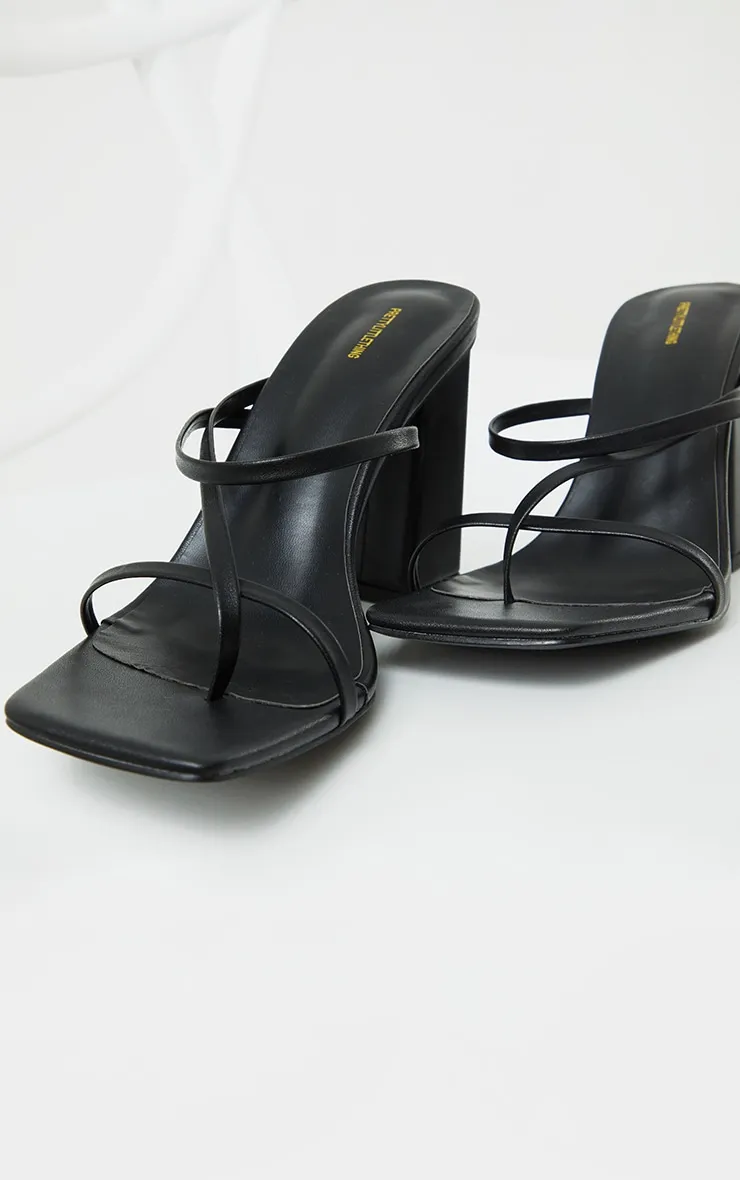 Black PU Toe Loop Strappy Block Heeled Mules sold by Pretty Little Thing product image thumbnail 3