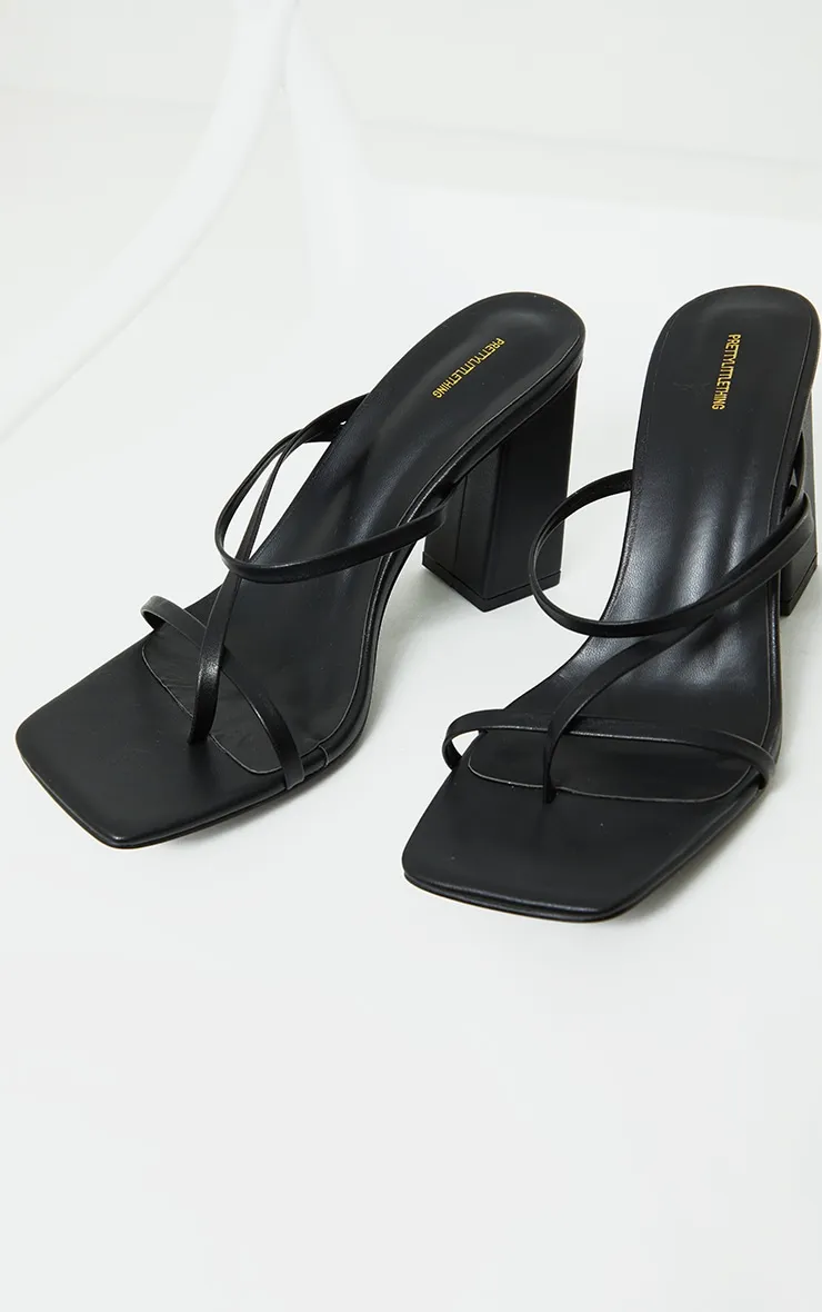 Black PU Toe Loop Strappy Block Heeled Mules sold by Pretty Little Thing product image thumbnail 4